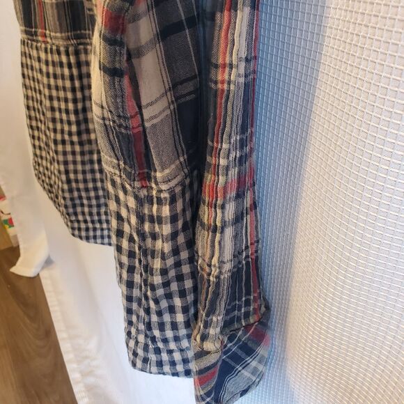 ANTHROPOLOGIE Kyla Seo Love Caite Handmade Mixed Plaid Shirt Top Sz XXL Boho - Picture 5 of 7